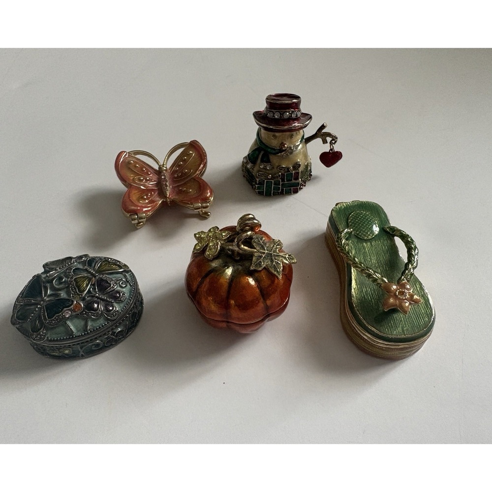 Monet Multicolor Decorative Shiny Collectibles Trinket Boxes Lot Of 5